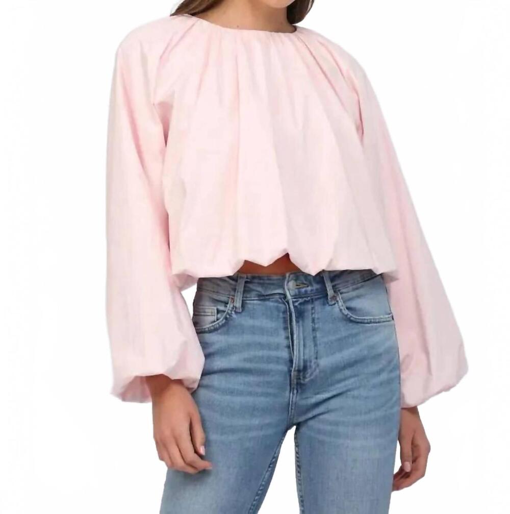 NEW FATE brenda bubble long sleeve blouse in pink